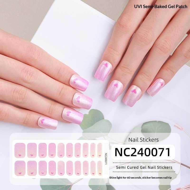 Semi-Cured Gel Nail Strips Rainbow Gradient Soft Pastel Glossy Set (MOQ=3)