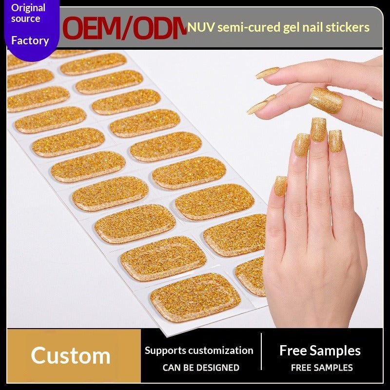 Semi-Cured Gel Nail Strips Ultra Sparkle Pure Shimmer Glossy Design  (MOQ=3)