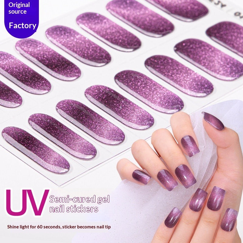 Semi-Cured Gel Nail Strips 3D Foil Glitter Glossy Design (MOQ=3)