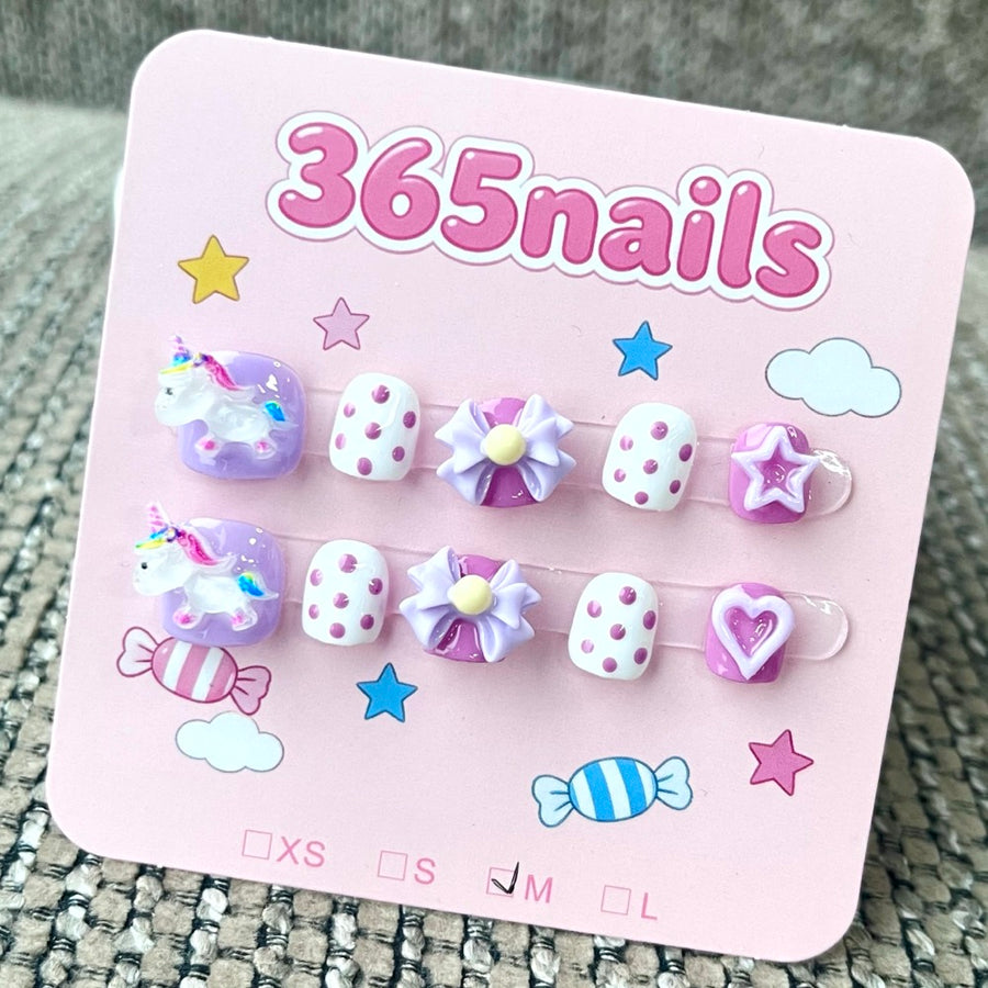 365nails: "Unicorn Dream" – 3D Character Handcrafted Sweet Short Square Nails