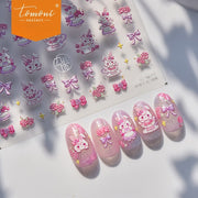 Pink Bunny Tea Party – 5D Embossed Cute Nail Art Set