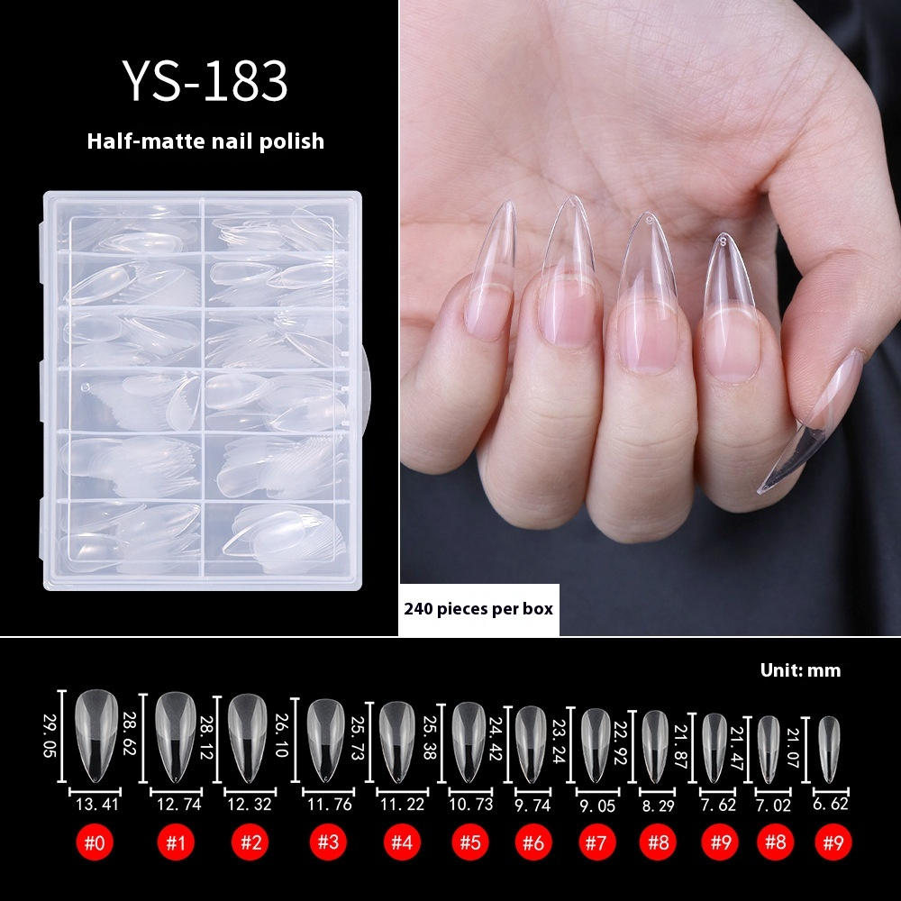 Nail Tips Transparent semi-matte nail art, special nail piece for press on nails piece, no trace 240 pieces, broken piece box, full sticker, matte fake nail.