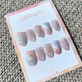 Ethereal Ink: "Aurora Dream" – Lilac Purple & Baby Blue Gradient with Aurora Foil & Gold Wire Oval Nails