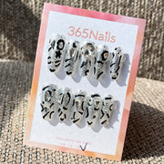365nails：「冰川豹」—銀色亮粉豹紋手工製短款方形穿戴甲