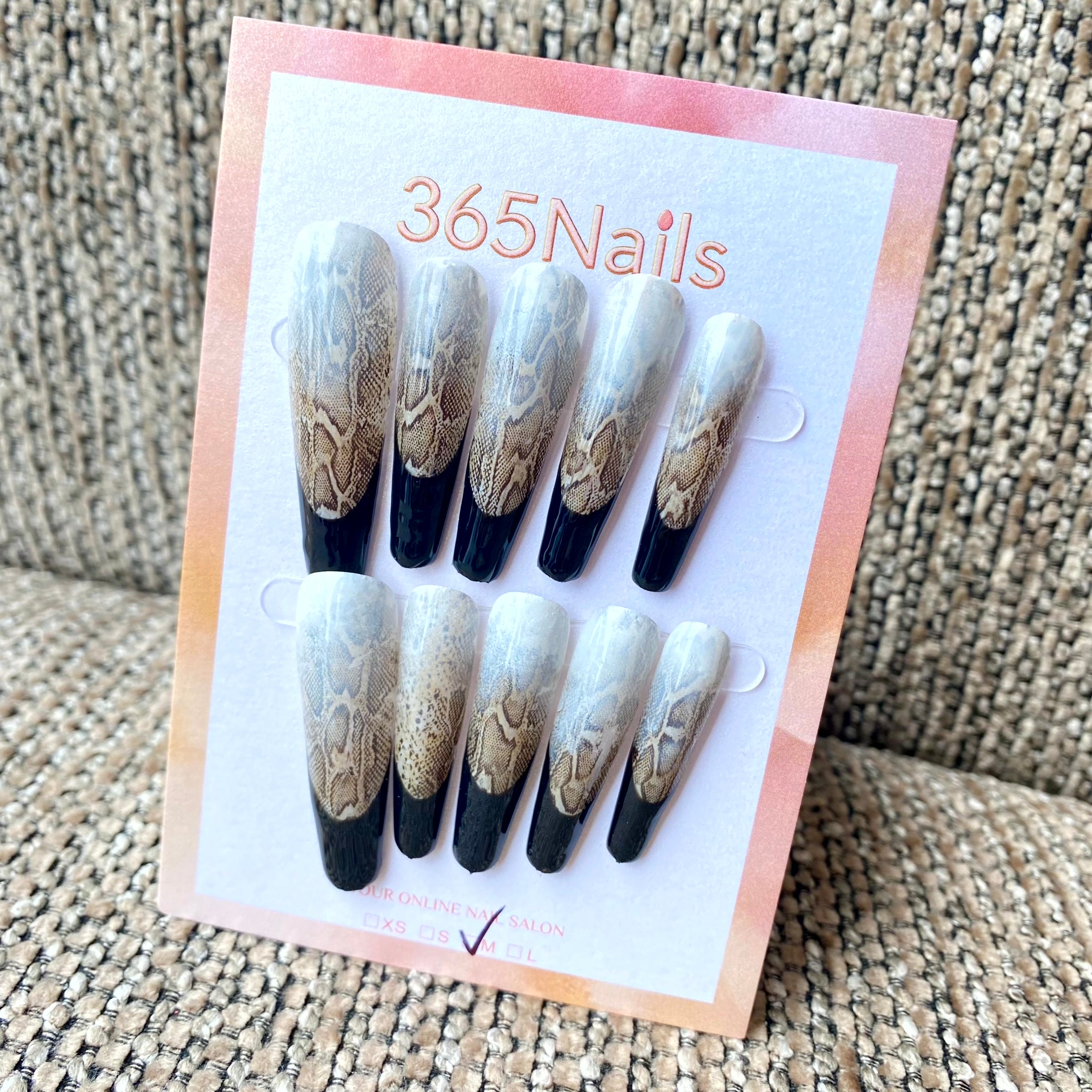 365nails: "Snake Skin French" – Coffin Handmade Press-On Nails