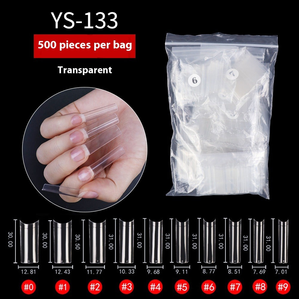 Nail Tips Nail plate semi-sticker, light sticker, lengthened XXXL water pipe nail NO C arc, light French manicure, transparent fake nail