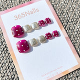 365nails: "retro berry polka" – handmade press-on toenails / pedicure