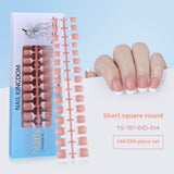 Nail Tips New  French press on nails 240 pieces boxed fake nail manicure work in progress matte full sticker French nail piece