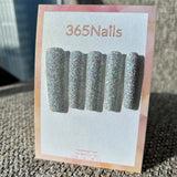 Ice Diamond Galaxy Press On Nails Silver Micro Glitter Square| Starry Glitter · Sparkling Series