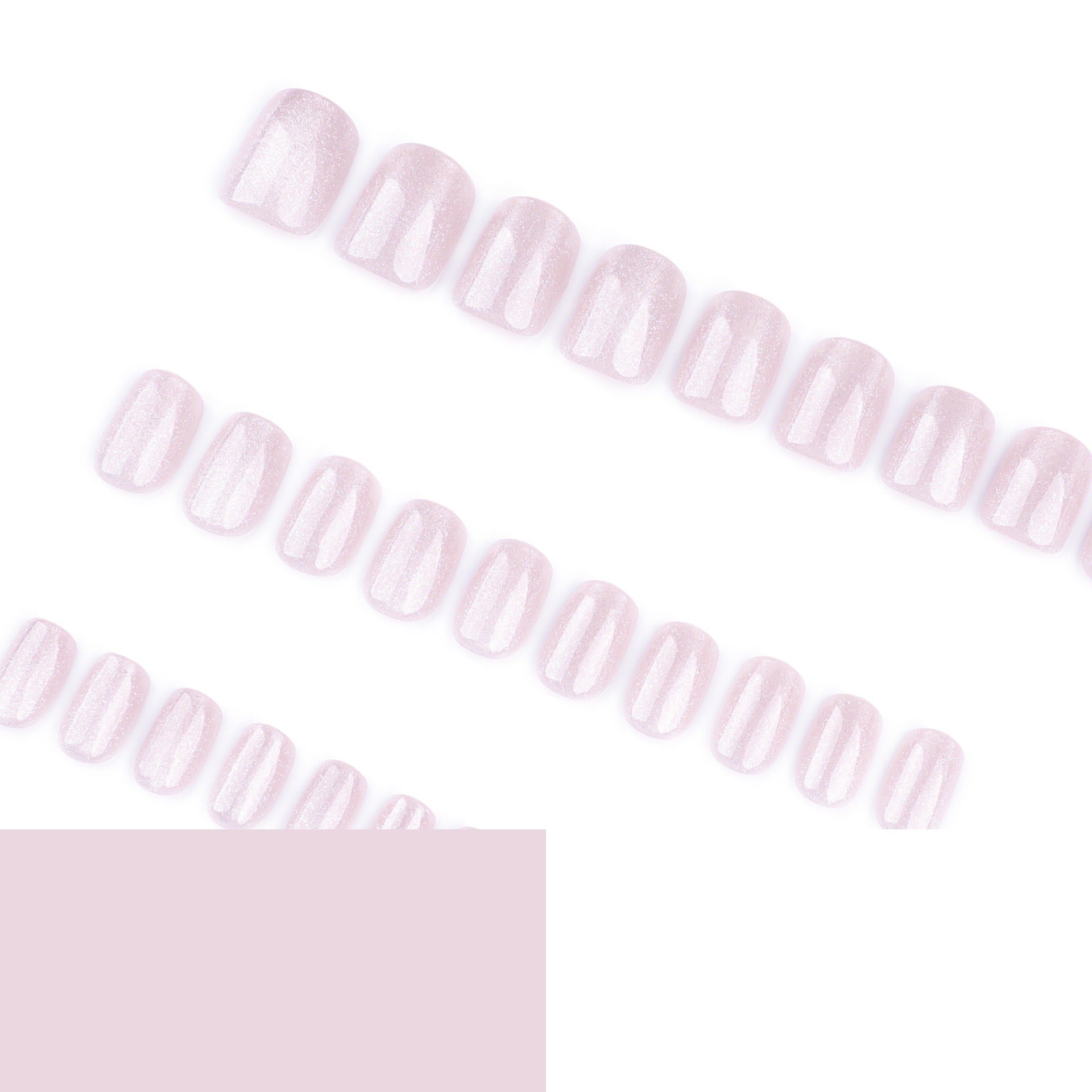 Naked powder flash cat eye wearing nail short square manicure fake nails cross-border hot-selling wearable nail fake nails