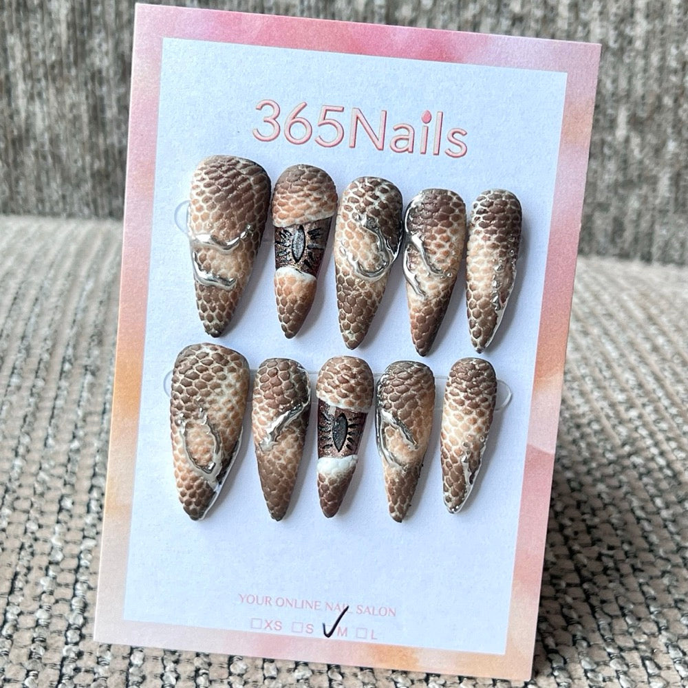 365nails: 데저트 바이퍼 – 수제 스틸레토형 프레스온 네일