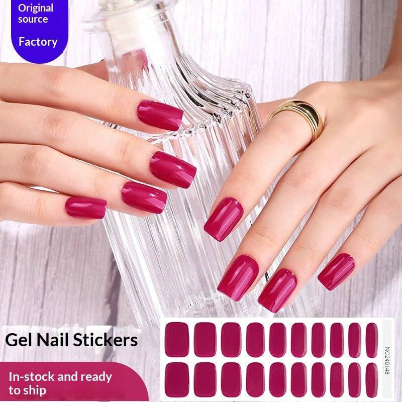Semi-Cured Gel Nail Strips Solid Pearl Minimal Glossy Design (MOQ=3)