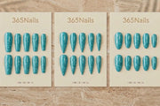 "Sparkling Aqua Blue" - Glitter Handmade Nails (3 Shapes Available)