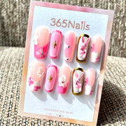 365nails:「腮紅小兔花園」 – 手工製 中長款 方形 穿戴甲