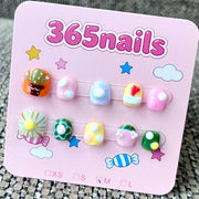 365nails: "Candy Land Pop" – 3D Sweets & Donut Handmade Short Square Nails