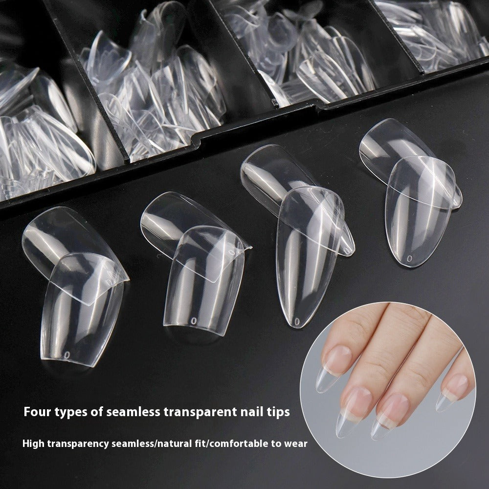 Nail Tips Transparent nail piece, special box for press on nails, full sticker, seamless patch, manicure, long water drop, almond nail patch, fake nail.