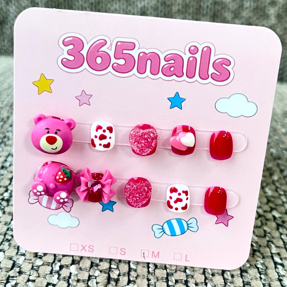 365nails: "Lotso's Berry Sweet" – 3D Character Handmade Short Nails