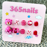 365nails: "Lotso's Berry Sweet" – 3D Character Handmade Short Nails