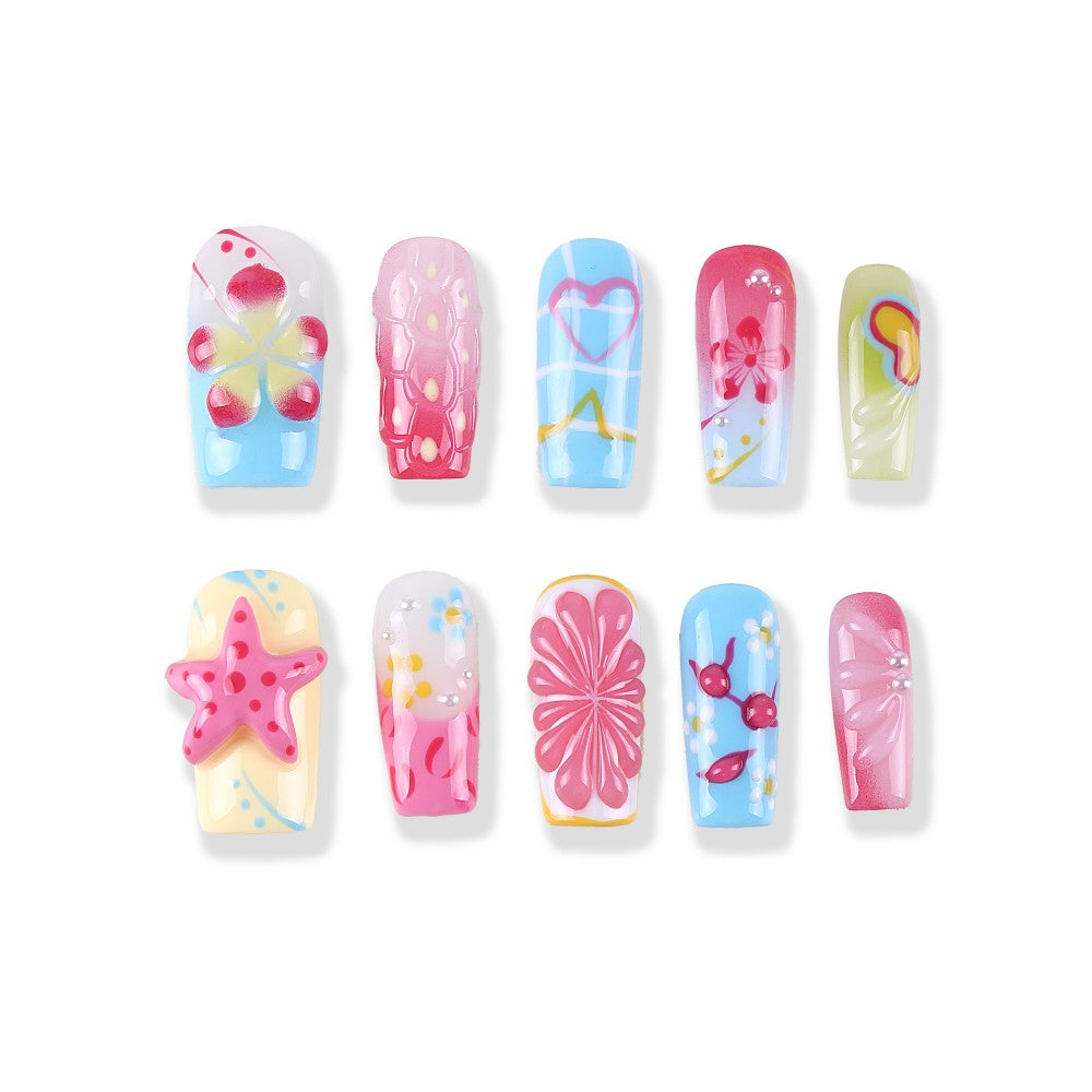 Candy Island Graffiti × 3D Starfish Press On Nail