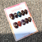 365nails: "Vintage Enamel" – 3D Molten Gold & Jewel Tone Handmade Almond Nails