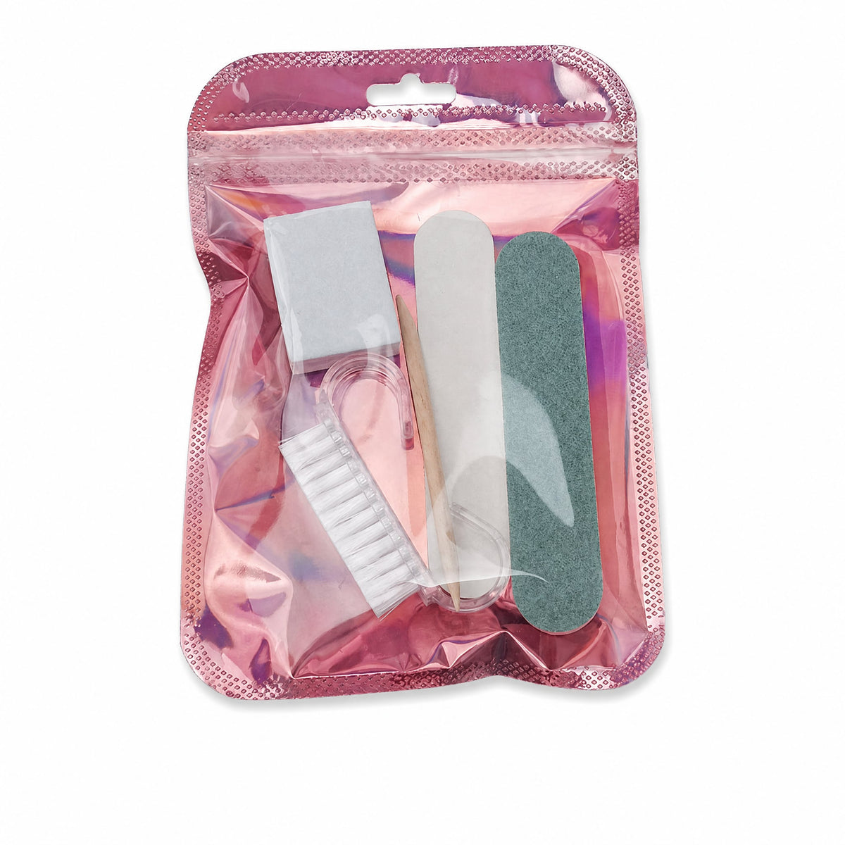 Nail Prep Tool Kit 5-Piece Set - File, Buffer, Cuticle Stick & Brush
