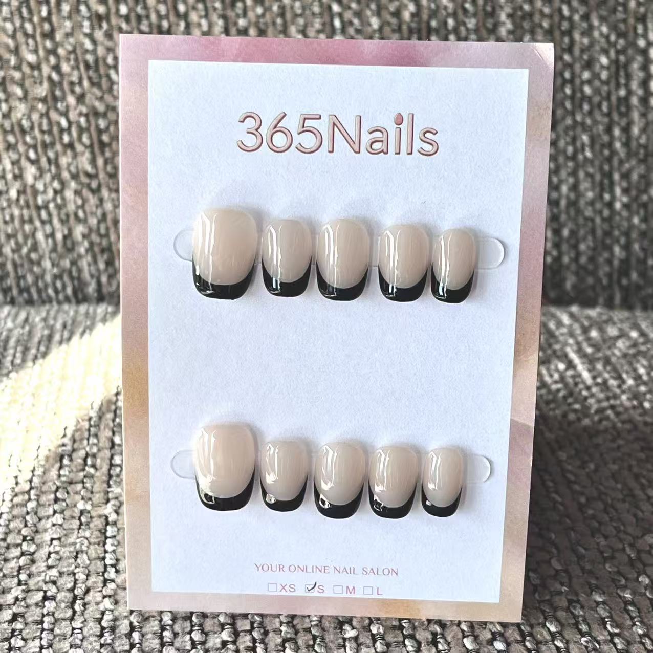Handmade French patch manicure, multi-color and multi-reusable full coverage fake nail set