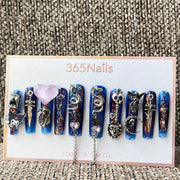 365nails: "Gothic Blue Dragon Kuromi" – unhas postiças artesanais
