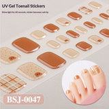 Semi-Cured Gel Nail Strips Gradient French Sheer Glitter Toe Design (MOQ=3)