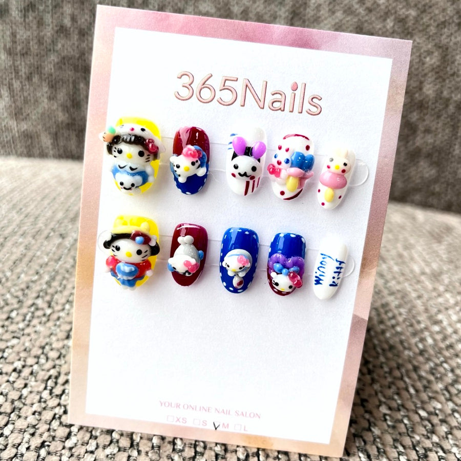 365nails: "Candyland Cuties" – 3D Cartoon Character Short Square Nails