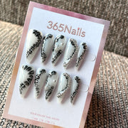Silver Thorn Noir - Black Crystal Vine Press-On Nails