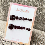 365nails: "deep wine red solid" – handmade press-on pedicure