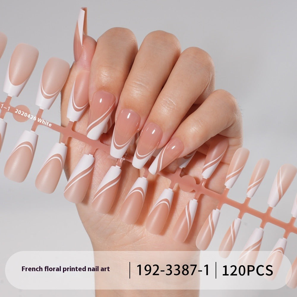 Nail Tips press on nails French, simple long ladder seamless detachable prefabricated nail piece fake nail 120 pieces bag patch nail art