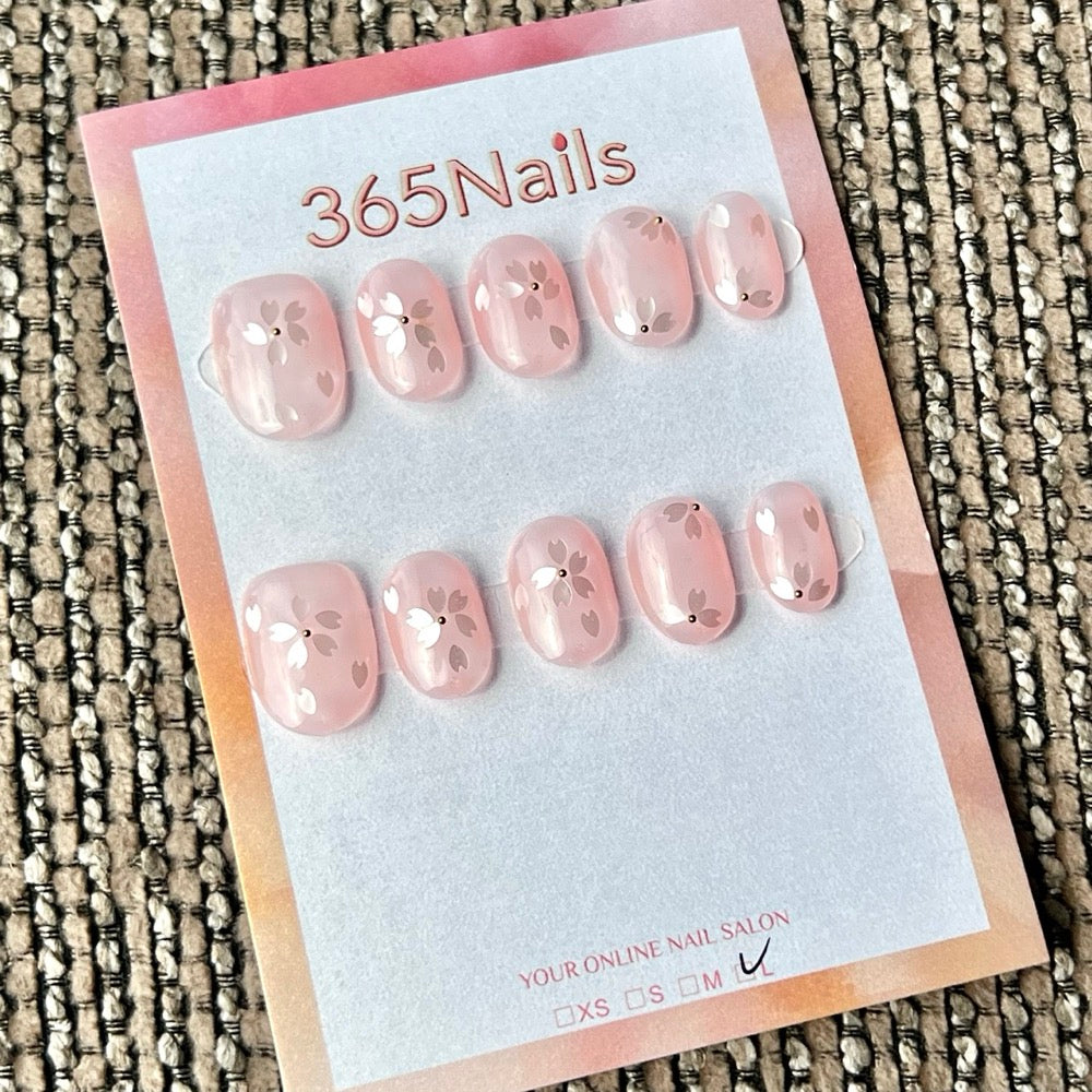 365nails 수제 사쿠라 벚꽃 숏 오벌형 프레스온 네일
