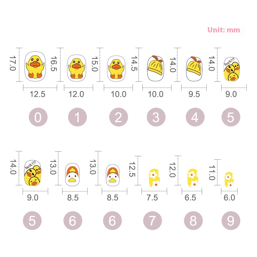 Children press on nails, cartoon 24-piece boxed finished product, sweet and cute children's removable fake nail patch manicure