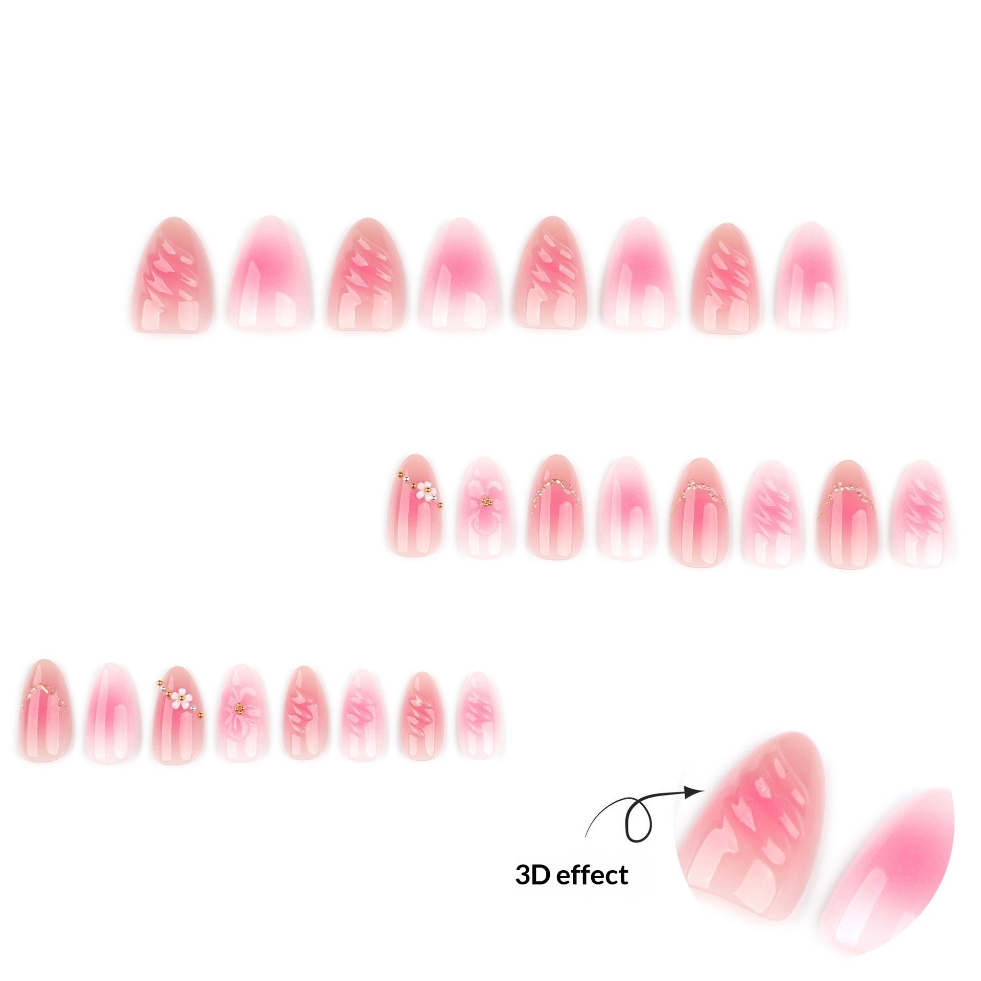 粉紅3D立體花卉穿戴甲 甜美少女風