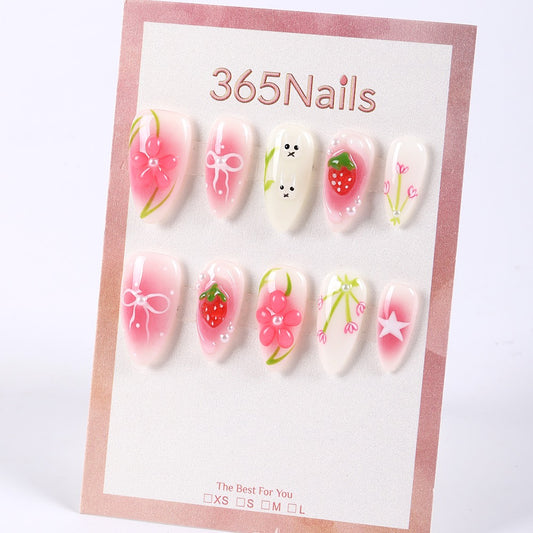 365Nails Strawberry Bunny Bow Pink Sweetheart Press-On Nails