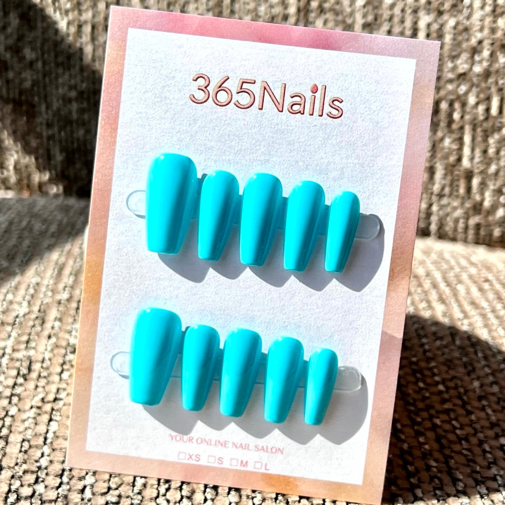 "Stylish Medium Coffin" - Solid Color Handmade Nails (20 Colors Available)