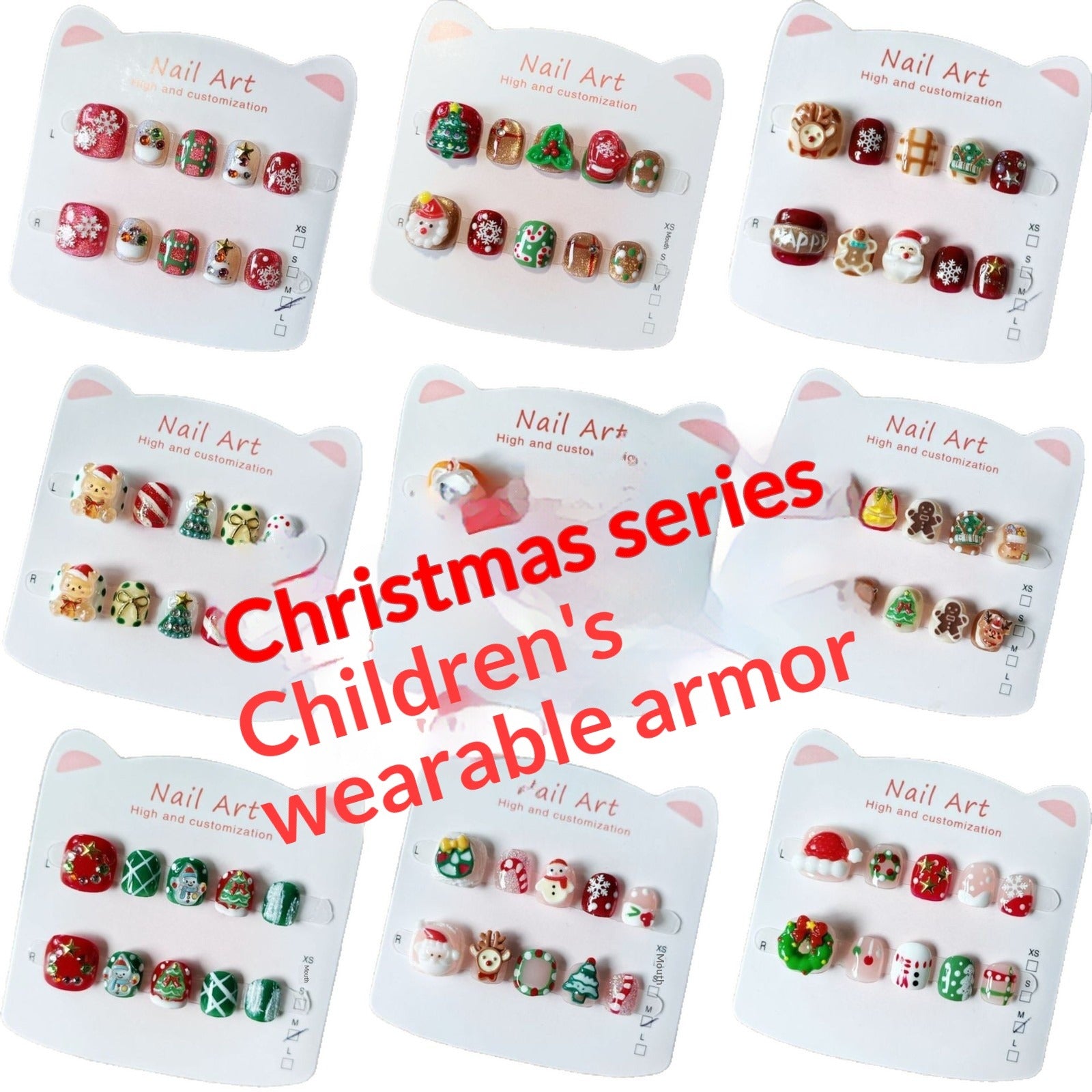 365nails-Christmas Kids Bundle: 6 Styles Mixed – Short Square Kids Nail Art