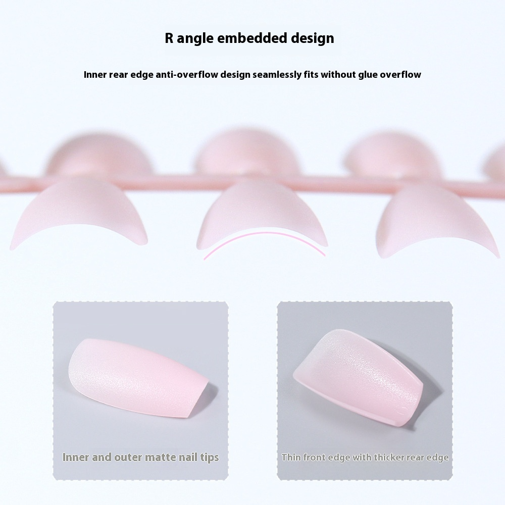 Nail Tips New nude matte, no-carving press on nails pads 240 pieces, boxed solid color seamless fake nail press on nails pads