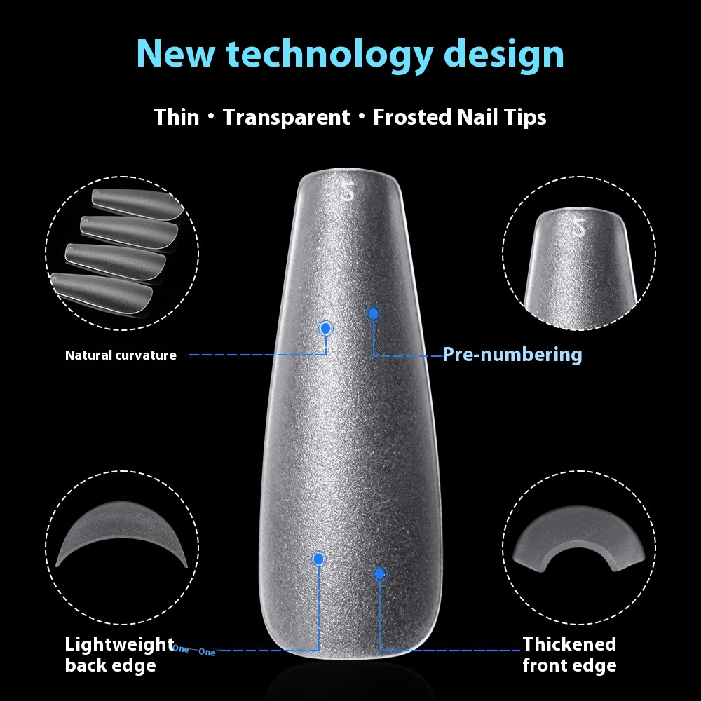 Nail Tips Frosted nail pads Free grinding Flat nail Traceless water drop Ballet press on nails pads 500 boxed nail art fake nails