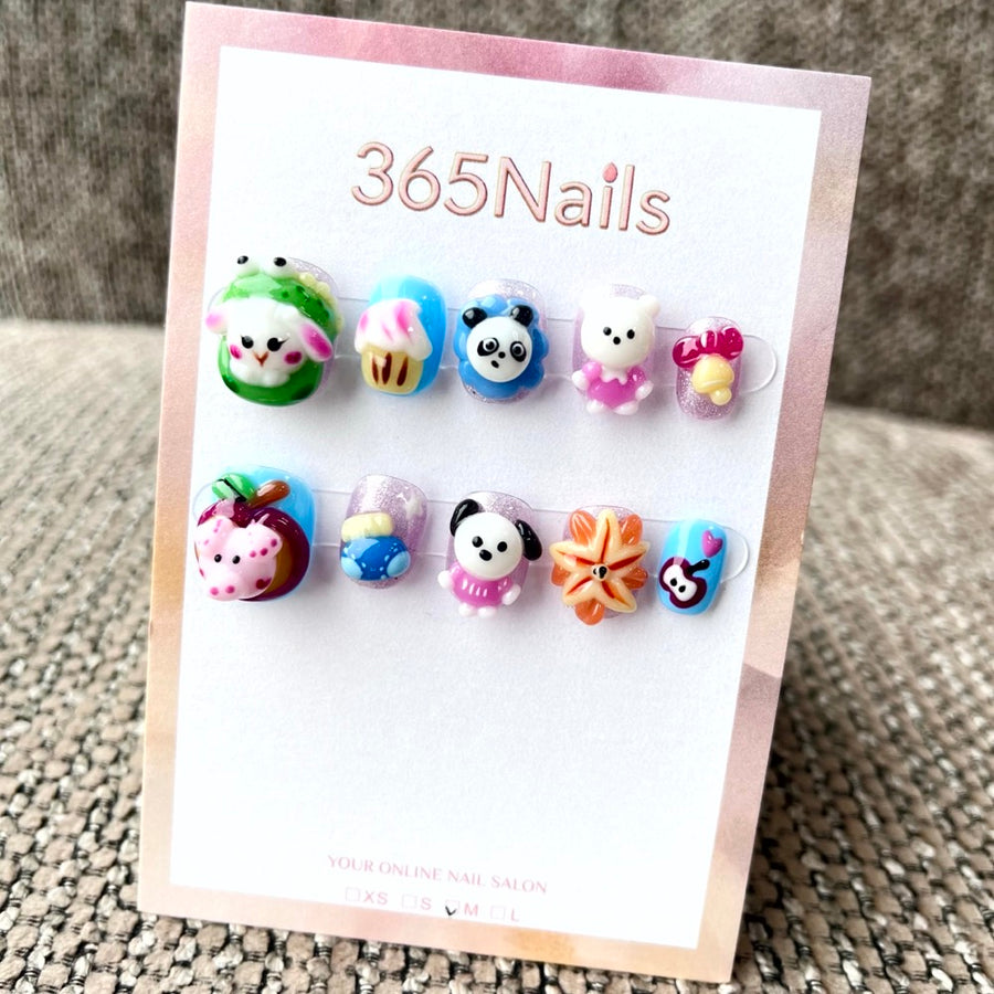 365nails: "Sweet Treats" – 3D Cartoon Character Short Square Nails