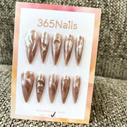 Vague Nude: "Ondulation Aurore" – Ongles Press-on Longs Forme Stiletto