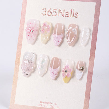 365Nails Creamy Pink Jelly Petals & Pearl Shell Mixed Press-Ons