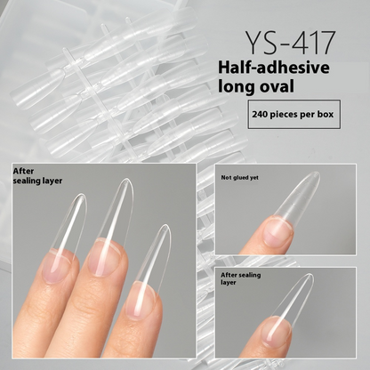 Nail Tips press on nails pads 240 pieces free of engraving and grinding, boxed long matte non-marking with scale lines and half-pasted fake nails