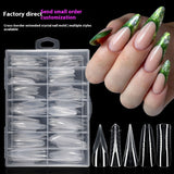 Nail Tips Eagle Claw Nail Mold Nail Extension Quick Extension Phototherapy Nail, Paper Free Tray 140 Pieces Boxed Transparent Crystal Nail Film
