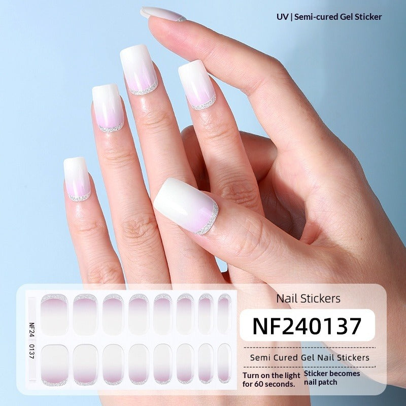 Semi-Cured Gel Nail Strips 3D Foil Heart Glossy Design (MOQ=3)