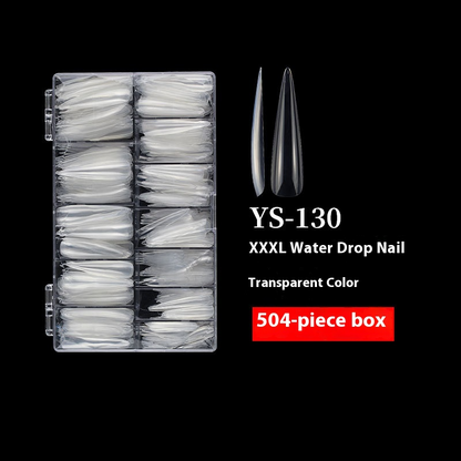 Nail Tips nail pads, long styles, full stickers, transparent pointed pieces, light folds and no marks, water drop nail patches, fake nails wholesale