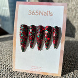 Neon Noel Press On Nails Red & Green Chunky Glitter Stiletto| Starry Glitter · Sparkling Series