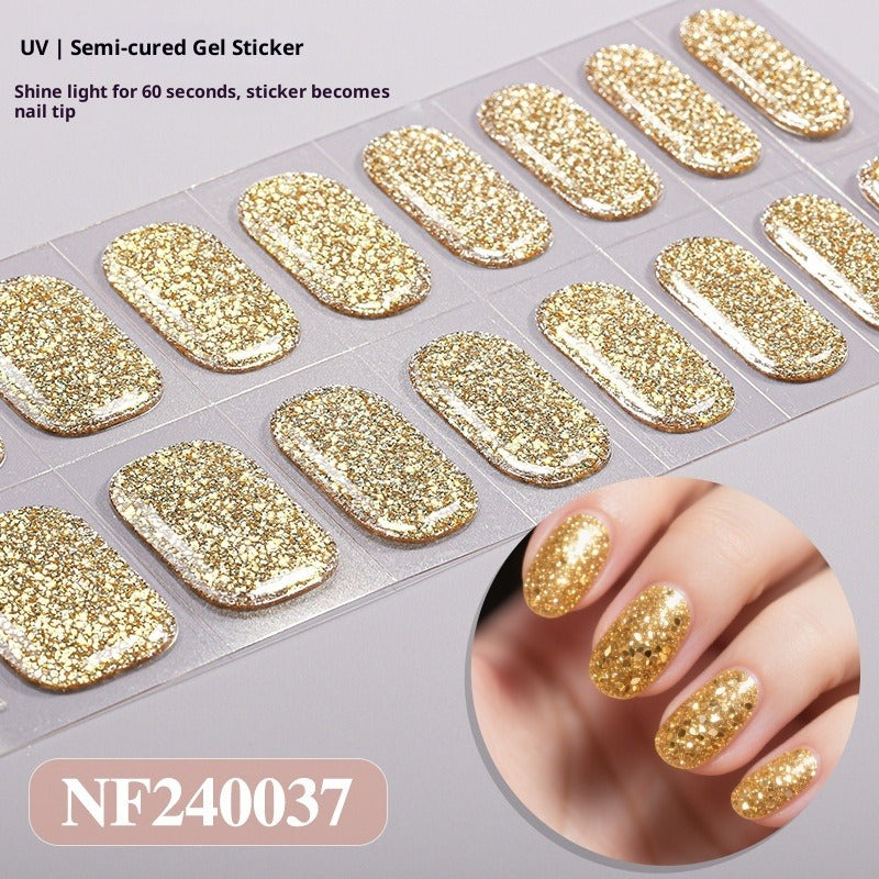 Semi-Cured Gel Nail Strips Pure Glitter Ultra Sparkle Glossy Design (MOQ=3)