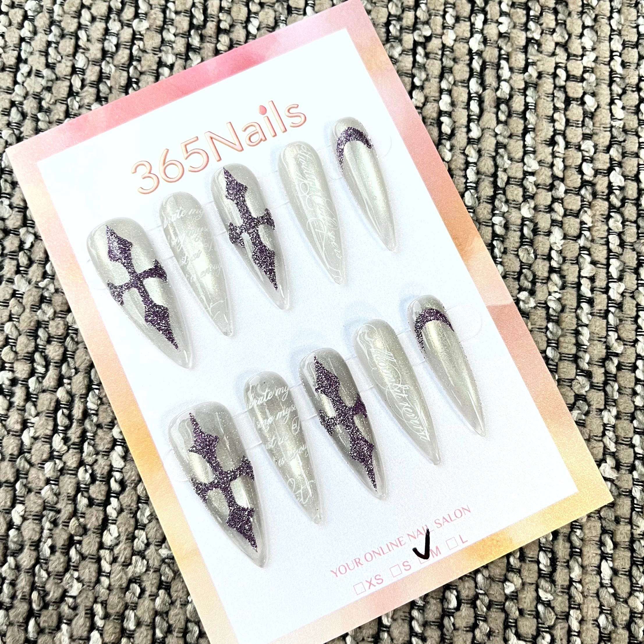 Gothic Purple: "Amethyst Cross" – Long Stiletto Press-on Nails